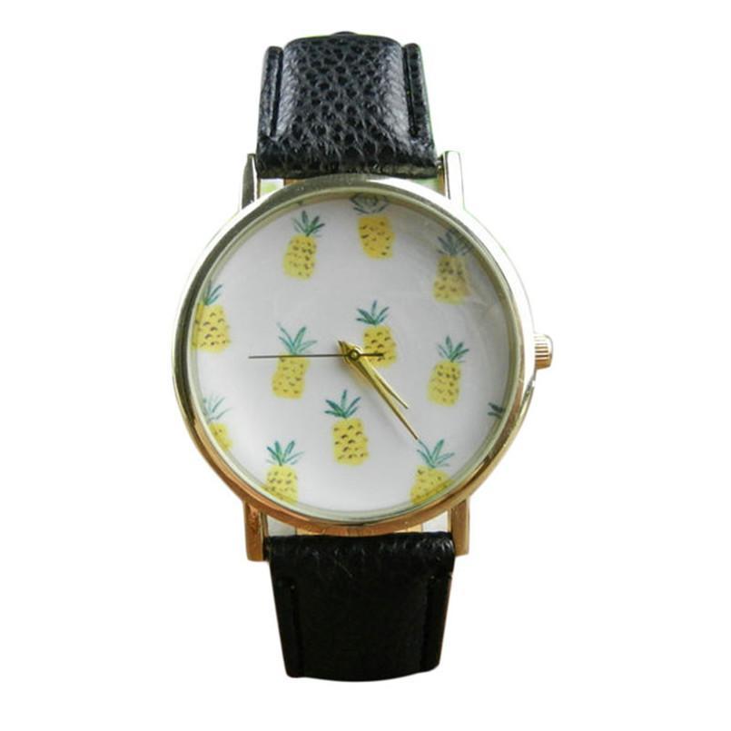 Gadgets d'Eve bijoux Noir 2017 - Montre Vintage d'Ananas pour Femme, en de cuire Style fruit